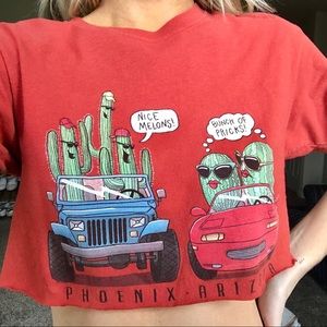 Funny cropped cactus graphic tee